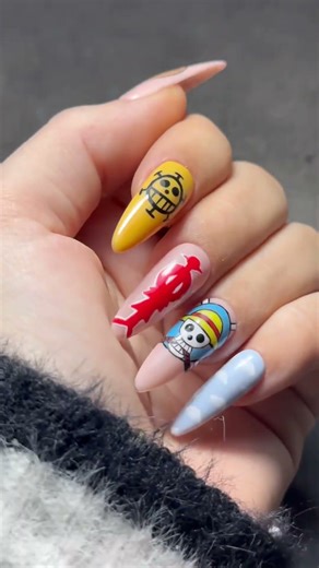One Piece Nails #nails #nailart #anime #onepiece #pressonnails