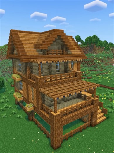 Cool Minecraft Oak Starter House #minecraft #base #idea #build #fyp #viral #minecraftbuild #minecrafttutorialbuild #tutorial #tiktorial #farm #house #starter #oak #nether