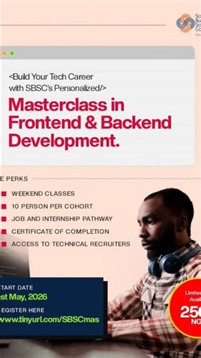 Masterclass in Frontend & Backend Development. Software solutions Business Consulting Lagos