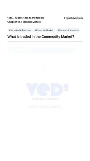 12th Secretarial Practice Financial Market Commodity Trade