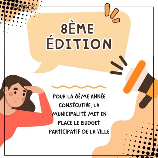 🤝 Budget participatif - à vos propositions ! 📣 💶 Comme c'est le cas depuis plusieurs années, la municipalité dédie un budget de 20 000 € pour mettre sur pied un ou plusieurs projets que vous proposez ! 💡 Vous êtes Marckois(e) ? Vous êtes majeur(e) ? Vous avez une idée ou un projet d’intérêt général ? Vous aimeriez que votre projet devienne réalité ? Alors n’hésitez plus, participez ! 👍 Pour y participer, rien de plus simple. Deux solutions s'offrent à vous. Vous avez jusqu'au 1er avril pour