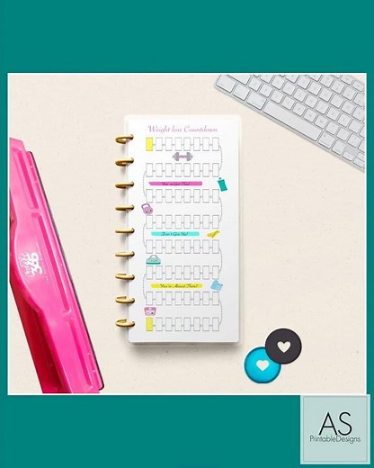 Weight Loss Tracker Printable for the Happy Planner Skinny Mini