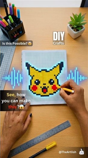 Drew Pikachu Using Only Squares 😳⚡| Easy Pixel Art #artandcraft #pixelstyle #pixel #pikachu