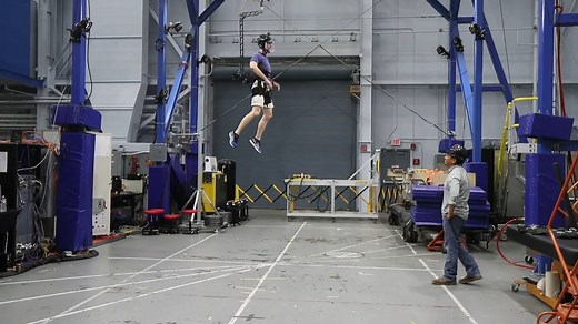 NASA's Active Response Gravity Offload System (ARGOS) is designed to simulate reduced gravity environments using a cable angle sensor. For MISSION MOON coverage: https://chrn.cl/2TIEzaO (Steve Gonzales/Houston Chronicle) | Chron