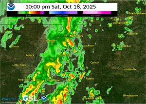 4:45 AM Fri Update: Here's a little closer look at the timing for tomorrow's cold front (via the HRRR Model). Looks like we could have storms in our area starting as early as 4PM Saturday, but likely starting closer to 6PM Saturday. Should be out of here by 1AM Sunday at the latest. ⛈️ | US National Weather Service Memphis Tennessee