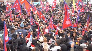 Thousands gathered to welcome the former king Gyanendra as he returns Kathmandu from Pokhara! #idsnepal #indepthstory #news #nepal | In-Depth Story