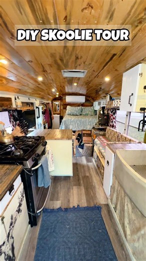 1.9K views · 120 reactions | The wheels on the bus go… all over the US actually. : @b_wagonbus Want to see a full tour? ➡️ Check it out at the link in our bio! (Link in bio: https://youtu.be/ta20YA9soaw?si=f2hpqE72x4dPp1cs) #skoolie #buslife #tinyhousemovement | Tiny House Giant Journey | Facebook