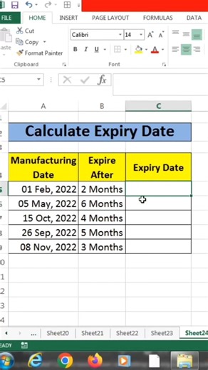 Expiry Date Kaise Nikale | Excel Tricks Manufacturing Date Se Auto Expiry Date| #excel #exceltricks