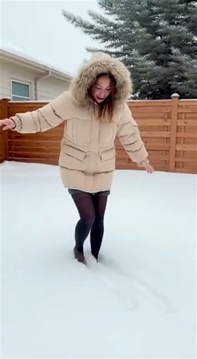 Cold feet challenge done! Step into snow barefooted with sheer glossy pantyhose, stockings, tights!