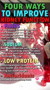 7.3K views · 85 reactions | Four Ways To Improve Kidney Function - According To Guidelines #kidneydisease #kidneyfailure #dialysis #diabetes #00kidney #kidneyhealth #foryou | Health support for kidney dialysis | Facebook