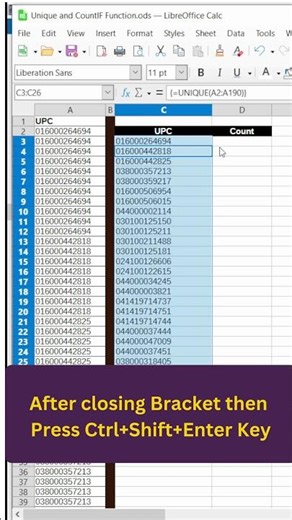 Stop Manual Counting! UNIQUE + COUNTIF in LibreOffice Calc 🤯 #shorts #libreoffice #libreofficecalc