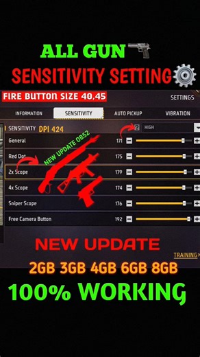 Free Fire Ob52 Update 4Gb Ram Auto Headshot Sensitivity Setting ⚙️| 200 Sensitivity Settings In 2026