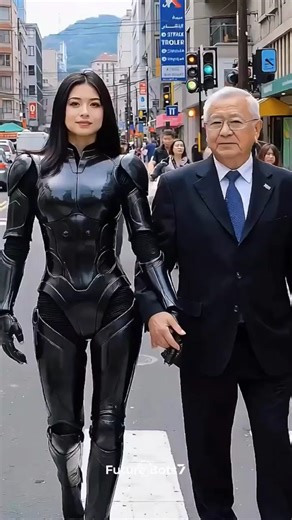 Robot Helping the Elderly Cross the Street #robots #technology #humanoid #aiart #irc