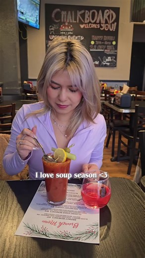 Delicious Breakfast Soup Cocktail at Chalkboard Wings & BBQ