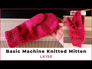 Basic machine-knitted mitten with thumbhole on an LK150