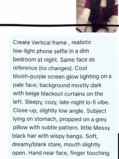 Realistic Low-Light Phone Selfie at Night