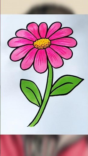 Easy Pink Flower Drawing | Simple Art for Beginners | Nature Drawing Tutorial #PinkFlowerDrawing