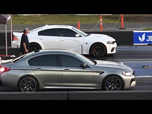 BMW M5 vs Hellcat Charger - Domestic vs Import drag racing