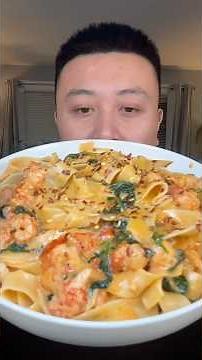 Viral Trader Joe’s Lobster Bisque Pasta Mukbang #mukbang #asmr #pasta #viral #foodie