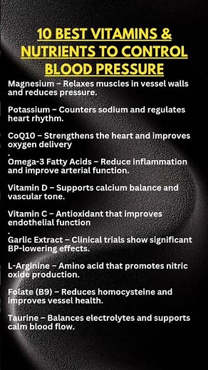 10 Best Vitamins & Nutrients to Lower Blood Pressure Naturally | Heart Health Tips