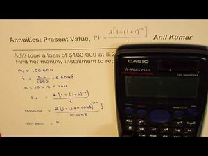 Find Monthly installment for loan Present Value Annuity Example