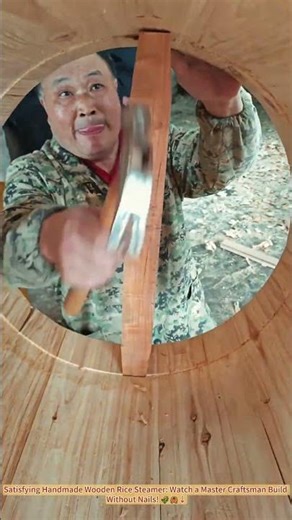 Satisfying Handmade Wooden Rice Steamer: Watch a Master Craftsman Build Without Nails! 🌾🦀↓