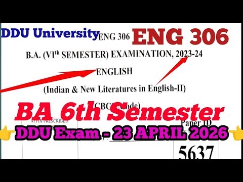 ENG 306 | ba 6th semester english answer Key 2023 | previous Year Question Paper | #ENG306 | MCQ