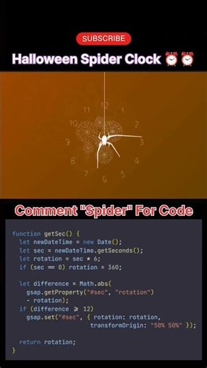 Halloween Spider Clock 🕷️⏰ | Creepy Coding Magic #codingwithcousins #creativecoding #codingshorts