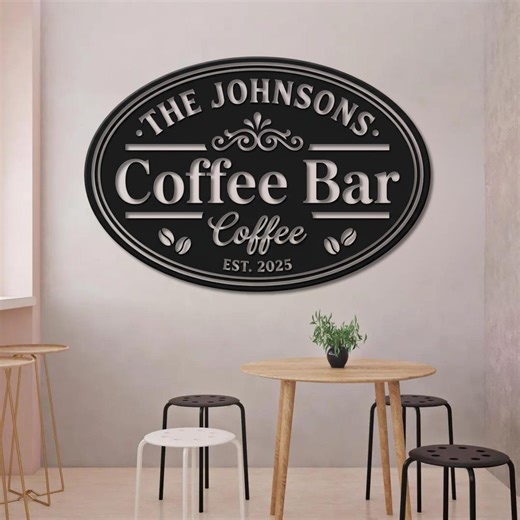 Custom Metal Coffee Bar Sign: Personalized Kitchen Decor, Coffee Station Wall Art, Coffee Lover Gift - Etsy