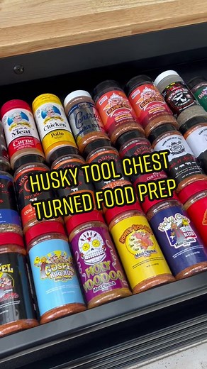 Husky Work Bench Transformed into Cooking Storage Solution