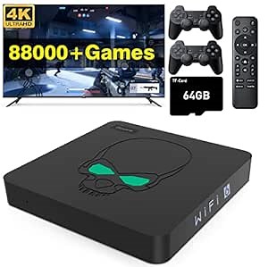 Super Console X King Game Consoles with 88000+Retro Game,S922X,EmuELEC 4.5&Android 9.0&CoreELEC,4K UHD Output,Voice Remote Control,2 Controllers (64GB)