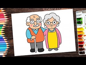 How to draw Cute Grandparents | Grandpaa and Grandmaa drawing