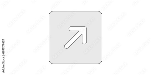 Arrow square up right icon animation for external link overlays, boxed upward right pointer motion graphic, white and green screen chroma key, framed open new tab animated element, redirect design