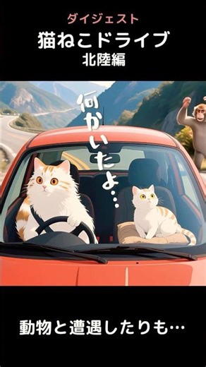 猫ねこドライブ！北陸編ダイジェスト #anime #ai #アニメ #猫 #neko #cat #cats #ドライブ#drive #fiat #fiat500 #北陸 #富山県 #石川県 #福井県