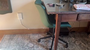 YOUTASTE Dark Green Armless Office Chair, Modern Adjustable Swivel Desk Chair with Wheels, Upholstered PU Leather, Black Metal Legs, Back Support for Home Office, Study, Vanity, Bedroom