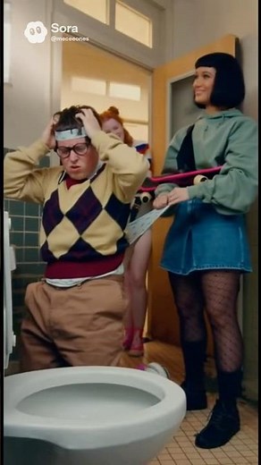 Girl gives nerd swirly and wedgie