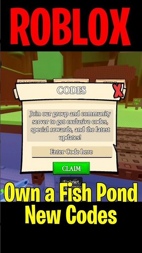 New Codes! Own A Fish Pond #roblox #codes