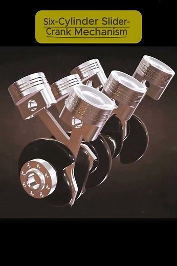 Six-Cylinder Crankshaft and Piston Mechanism | Engine Motion Animation ⚙️ #shorts