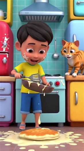 cute kid making pan cake #fun #kidseducatio #comedy #funny #learning #kidstime #cocomelon #cartoon