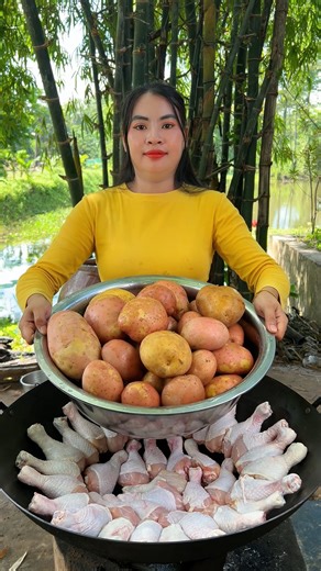 How to cook deep fried frying chicken leg with potato recipe | Craft ideas