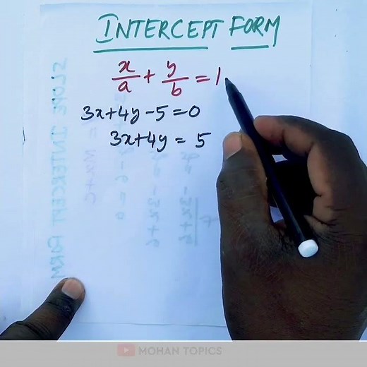 transform the equation into intercept form|intercept form for straightline equations
