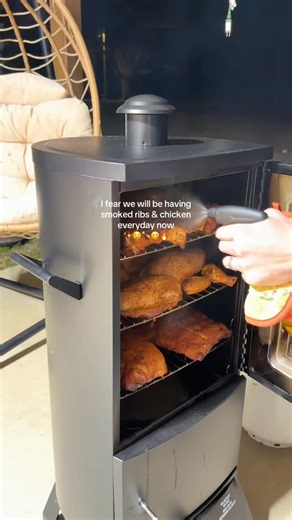 Chantly Clouatre Dixon on Instagram: "BACKYARDS MBY Vertical Propane Smoker for the win 🥇🍗 #cookingoutdoors #propanesmoker #smokedfood #outdoorcooking #cooking"