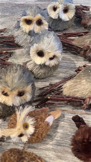 Lot of Bottle Brush Woodland Figures 42 pc Wood Bushy Eyebrow Owl Beaver Buri