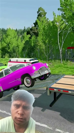 Double Flatbed Trailer Truck vs Speedbumps Train vs Cars Tractor vs Train Beamng.Drive #1