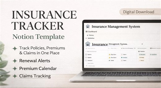 Insurance Tracker Notion Template | Policy, Payment, Claims Management (digital Download) - Etsy UK