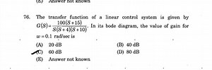 The transfer function of a linear control system is given by:... | Filo