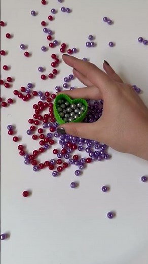 🌈 Reverse ASMR Heart Beads 💜💖 So Satisfying #shorts