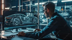 designing a car using a computer. make the right moves for automotive