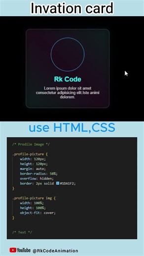 HTML CSS code for using invation card animation code #animation #coding #codeanimation #html 💻💻💻❌