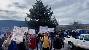Chants of “Give Bob his job” are thundering at the protest of the removal of Athletic Director Rob Bonner. | KTVZ News